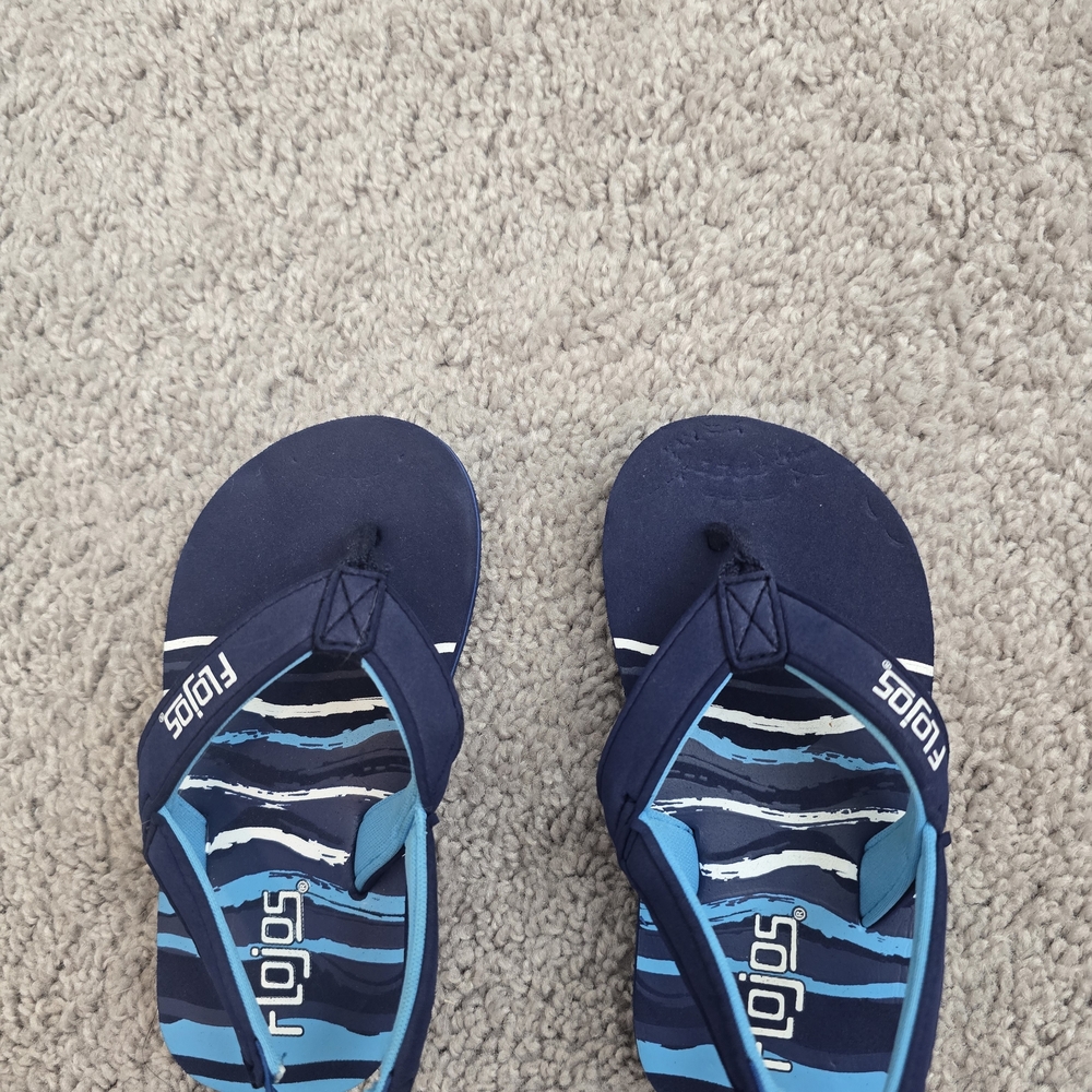 Flojos Navy and Light Blue Striped Flip Flops